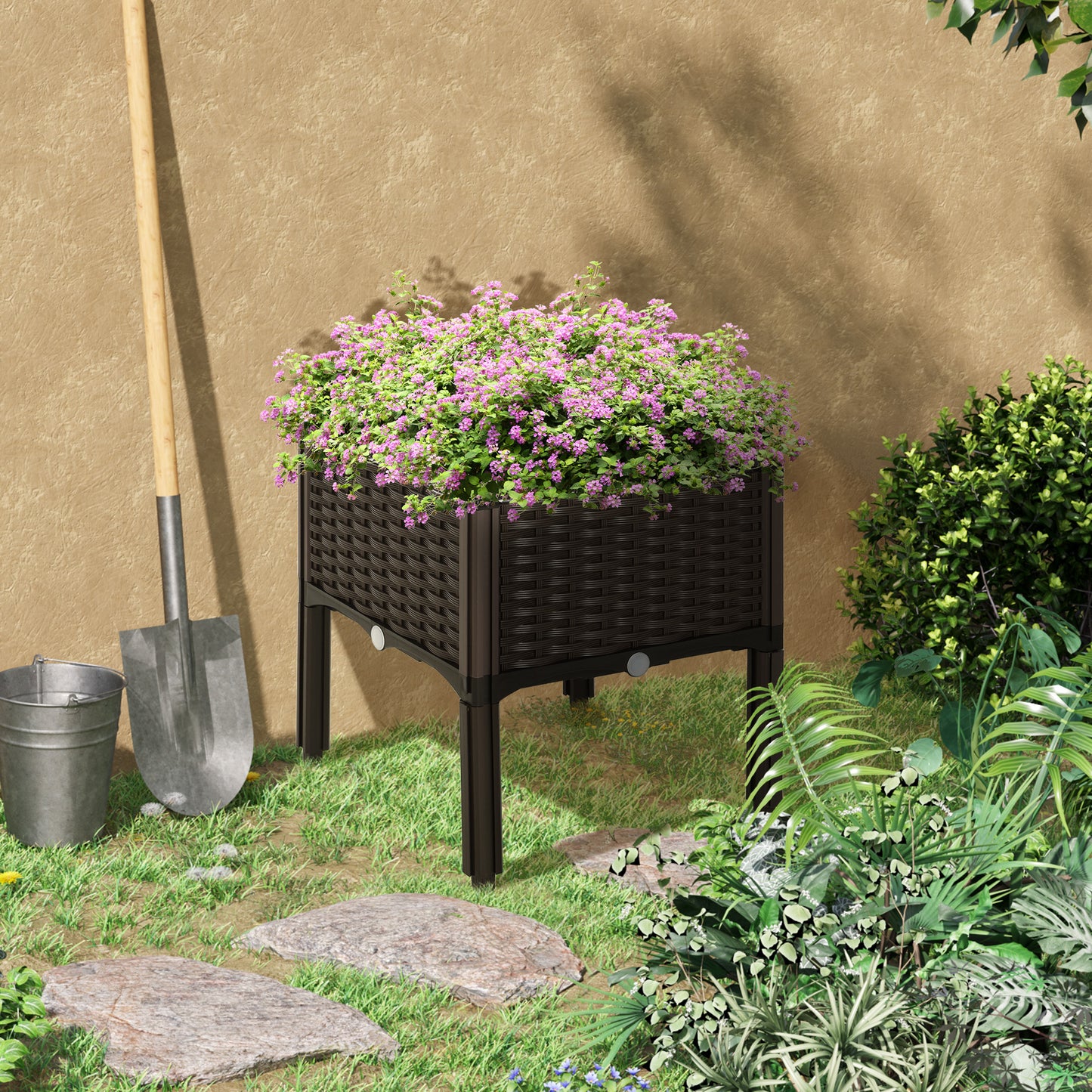 1 Piece Raised Garden Bed With Legs, Self-Watering Planter Box Raised Bed To Grow Flowers, Herbs & Vegetables, Brown