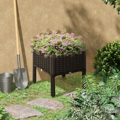 Outsunny Raised Garden Bed With Legs, Self-Watering Planter Box Raised Bed To Grow Flowers, Herbs  Vegetables, Brown