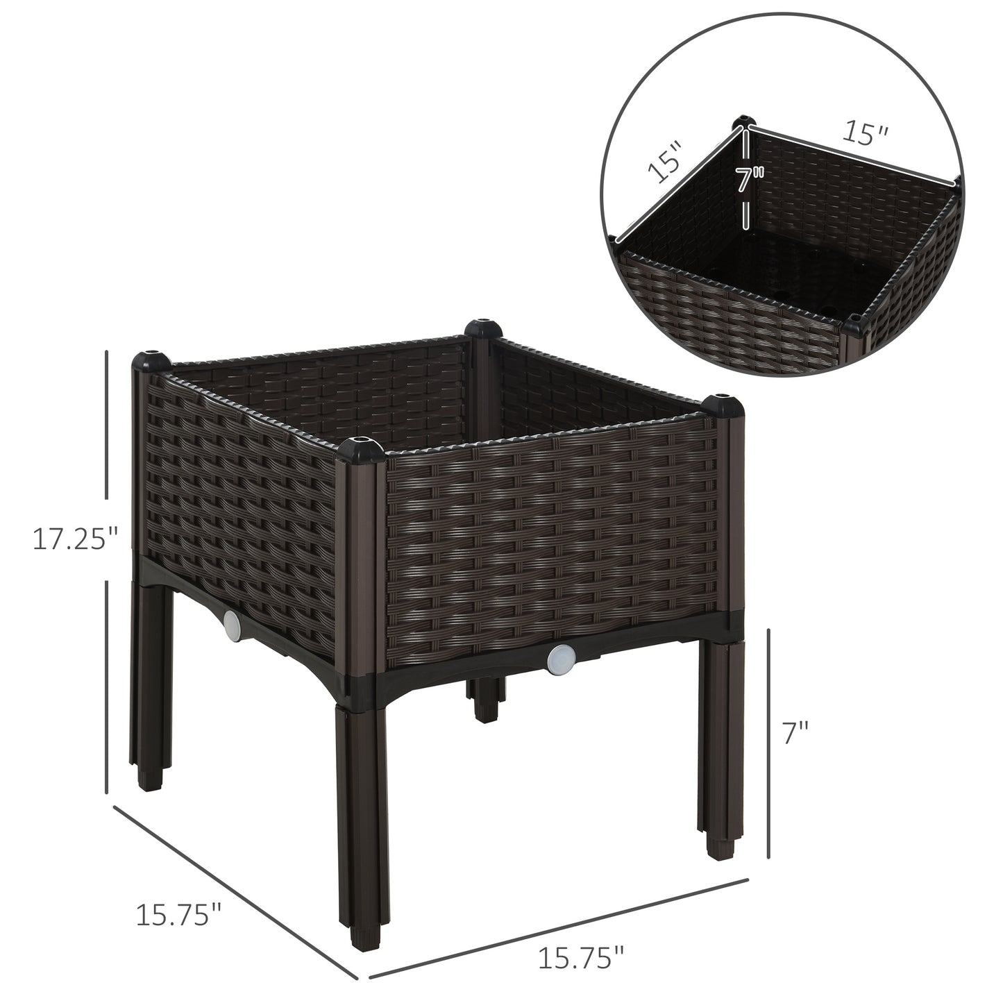 1 Piece Raised Garden Bed With Legs, Self-Watering Planter Box Raised Bed To Grow Flowers, Herbs & Vegetables, Brown