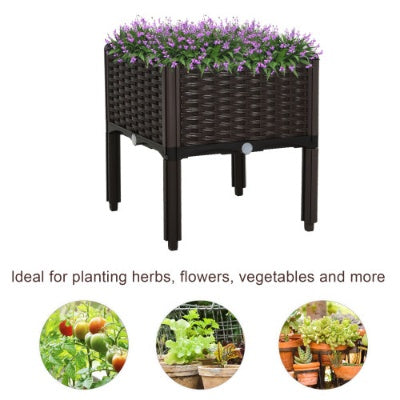 Outsunny Raised Garden Bed With Legs, Self-Watering Planter Box Raised Bed To Grow Flowers, Herbs  Vegetables, Brown