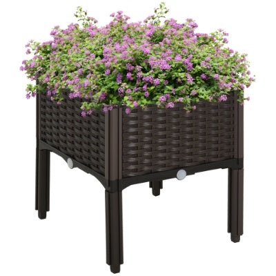 Outsunny Raised Garden Bed With Legs, Self-Watering Planter Box Raised Bed To Grow Flowers, Herbs  Vegetables, Brown